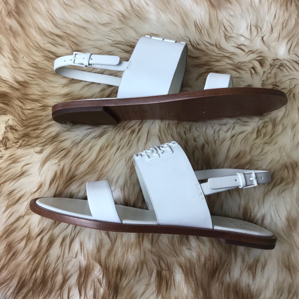 Tory Burch Melinda Powder Coated Sandal White Logo - Picture 8 of 8